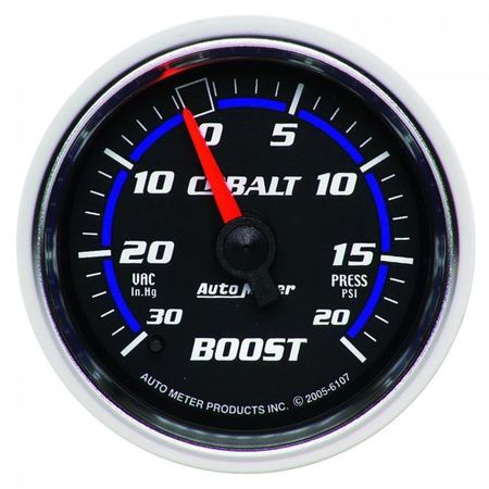 AUTO METER 2-1/16IN BOOST-VAC, 30 IN HG/20 PSI, MECH, COBALT 6107